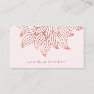 Pretty Rose Gold Mandala Yoga Teacher Blush Pink Business Card
