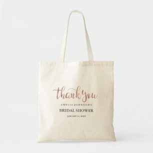 Pretty Rose Gold Thank You Bridal Shower Tote Bag