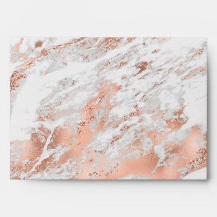 Pretty Rose Gold White Glitzy Marble Envelope