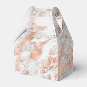 Pretty Rose Gold White Glitzy Marble      Favour Box