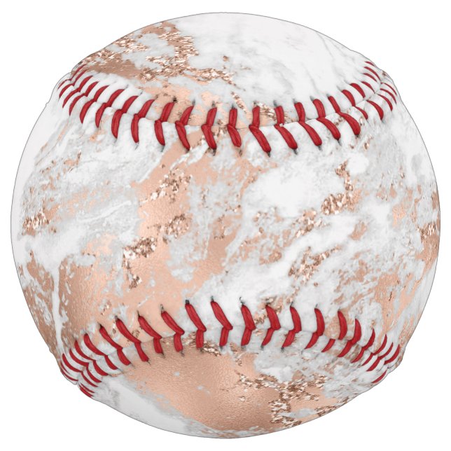 Pretty Rose Gold White Glitzy Marble    Softball (Front)