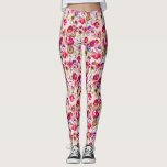 Pretty Rose Pink Chic Watercolor Peony Floral Leggings<br><div class="desc">Beautiful bright magenta and light pink rose floral leggings for a girl who loves cute peony flower leggings. Perfectly feminine and pretty pants.</div>
