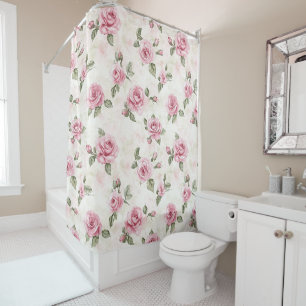 Pretty Roses Floral Pink Shower Curtain