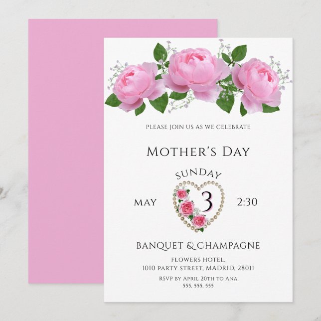 Pretty Roses Mother's Day Celebration Invitation (Front/Back)