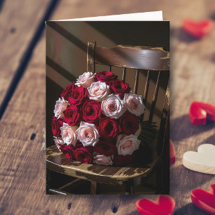 Pretty Roses on a Rustic Chair Valentine's Day Card