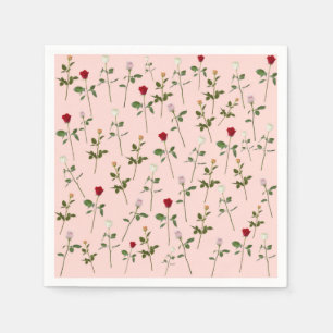 Pretty Roses Pink Floral Bridal Shower Napkin