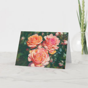 Pretty Roses Three Blooming Art Note Card