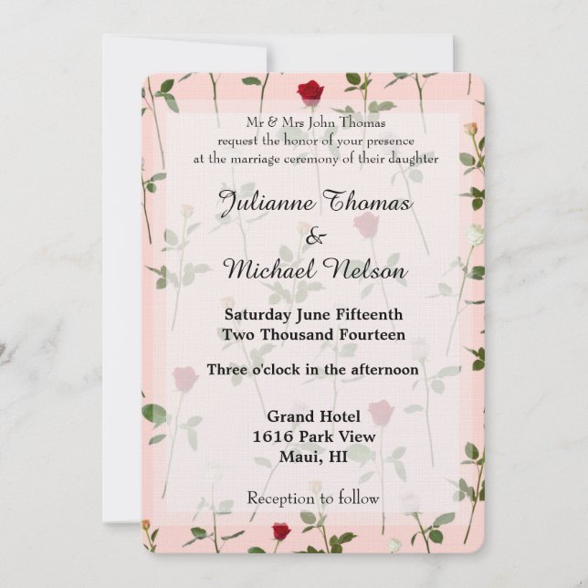 Pretty Roses Wedding Invitation (Front)