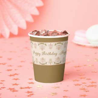 Pretty Rosy Pink Floral Designer Paper Cups