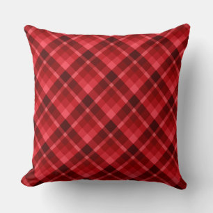 Pretty Ruby Red Plaid Pattern Big Throw Pillow