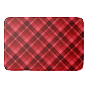 Pretty Ruby Red Plaid Pattern Large Bath Mat