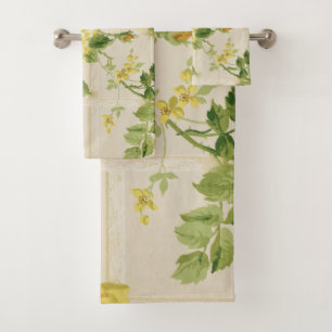 Pretty Rustic Chic Yellow Roses on Trellis Bath Towel Set