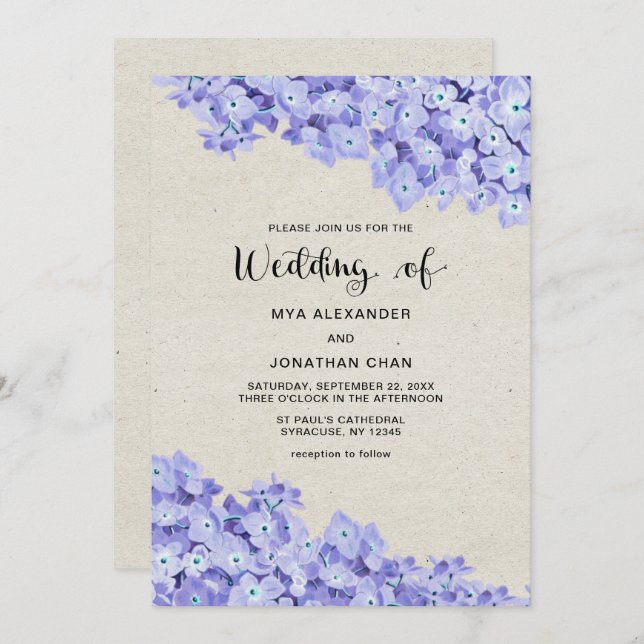 Pretty Rustic Floral Wedding Invitation (Front/Back)