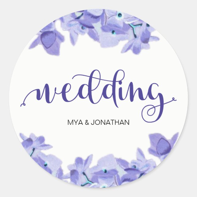 Pretty Rustic Floral Wedding Sticker (Front)