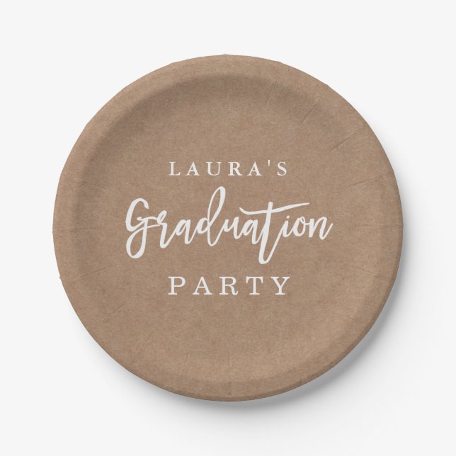 Pretty Rustic Graduation Party Paper Plate (Front)