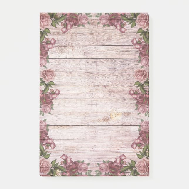 Pretty Rustic Magenta Roses Post-it Notes (Front)