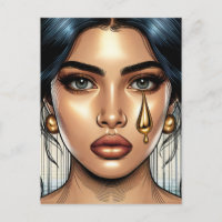 Pretty Sad Woman with Gold Tear