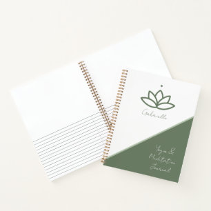 Pretty Sage Green Lotus Yoga Meditation Journal