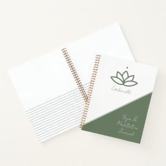 Pretty Sage Green Lotus Yoga Meditation Journal