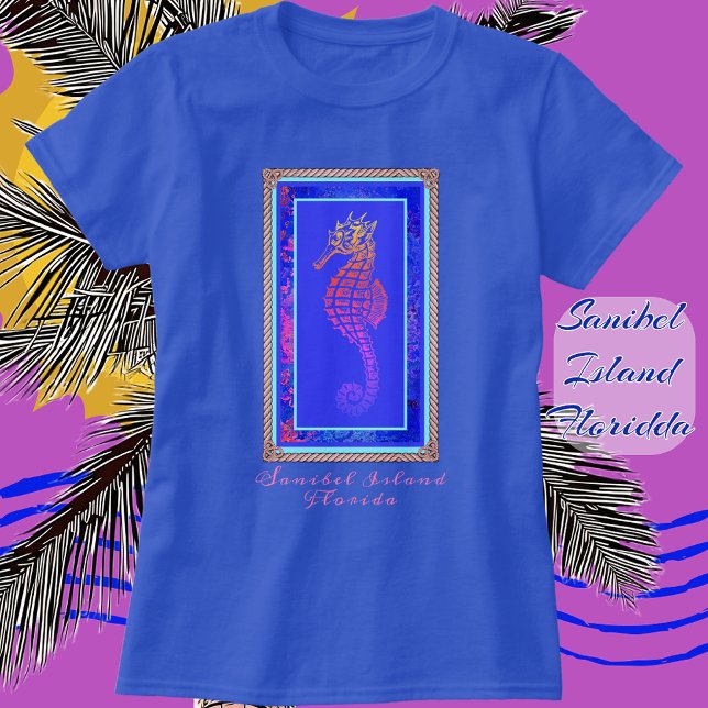Pretty Sanibel Island Florida Colourful Seahorse T-Shirt (Creator Uploaded)