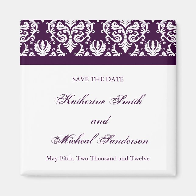 Pretty Save the Date Wedding Magnet (Front)