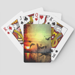 Pretty Scenic Sunset Lake Landscape Playing Cards
