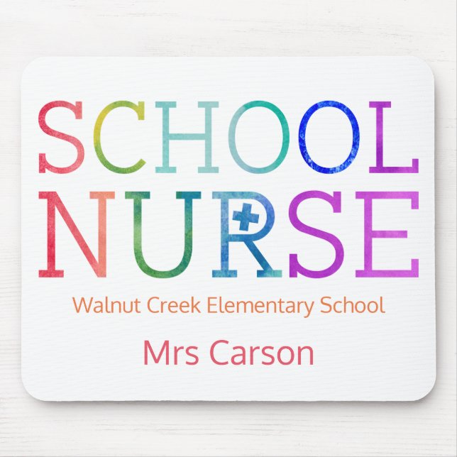Pretty School Nurse Typography Personalised Mouse Pad (Front)