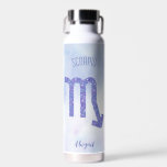 Pretty Scorpio Astrology Sign Personalised Purple Water Bottle<br><div class="desc">This pretty purple and lavender Scorpio water bottle features your astrological sign from the Zodiac in a beautiful sparkle like the constellations. Customise this cute,  personalised gift with your name in beautiful cursive script for someone with a late October or early November birthday.</div>