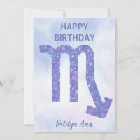 Pretty Scorpio Sign Custom Purple Happy Birthday