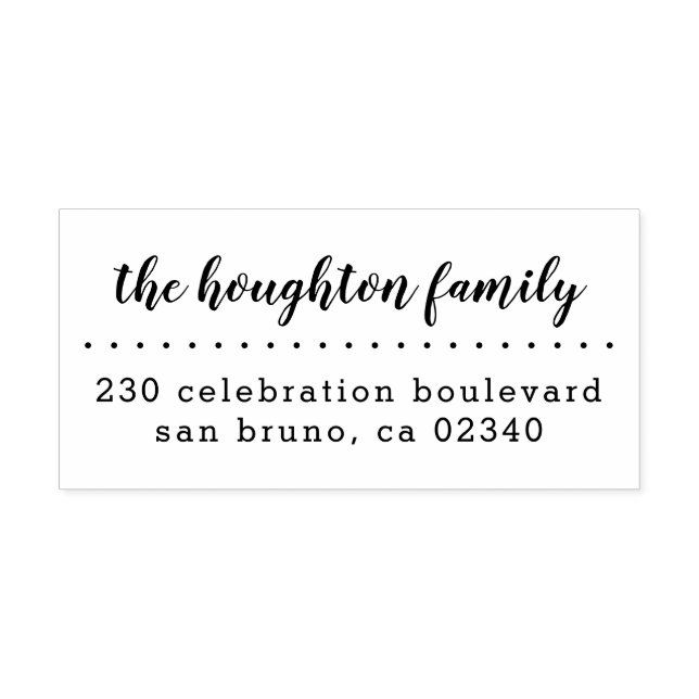 Pretty Script Family Name Modern Return Address Rubber Stamp (Imprint)