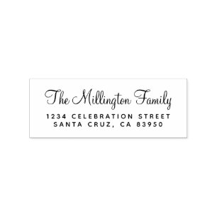 Pretty Script Family Name Return Address Rubber Stamp