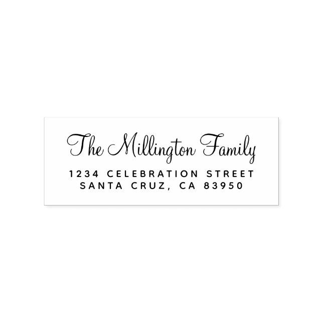 Pretty Script Family Name Return Address Rubber Stamp (Imprint)
