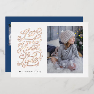 Pretty Script Handlettered Trio Foil Holiday Card