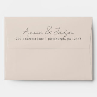 Pretty Script Neutral Taupe Return Address Envelope