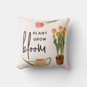 Pretty Script Plant Grow Bloom Tulip Cushion