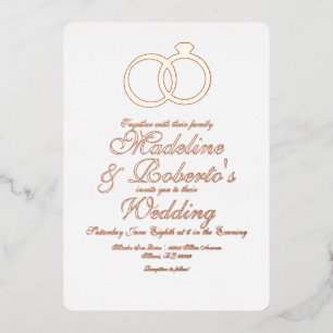 Pretty Script Rose Gold Rings Foil Pressed Wedding