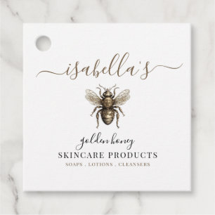 Pretty Script Signature Gold Bee Skincare Products Favour Tags