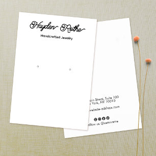 Pretty Script White Earring Display Business Card