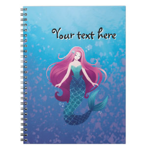 Pretty Sea Mermaid Personalised Spiral Notebook