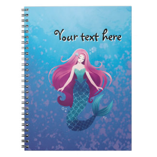 Pretty Sea Mermaid Personalised Spiral Notebook