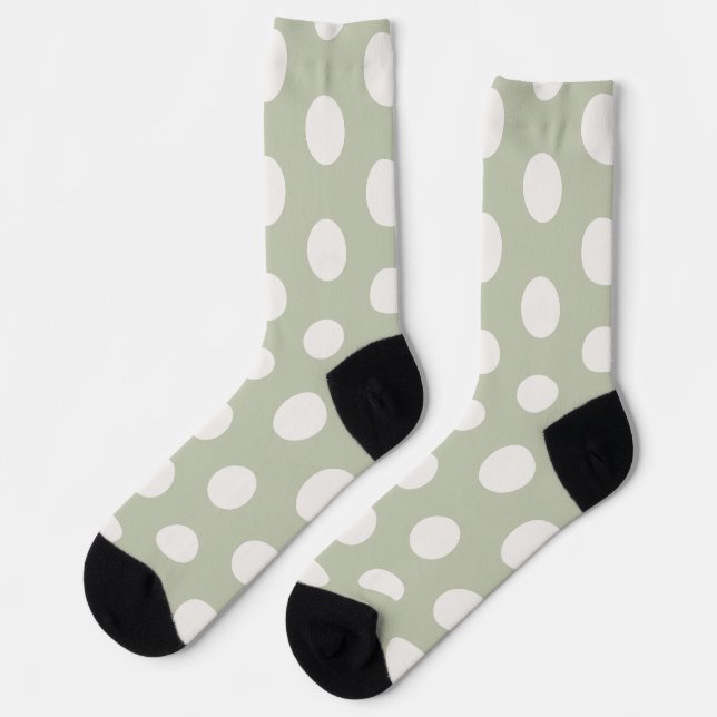Pretty seamless polka dots l Green and white Socks (Left)