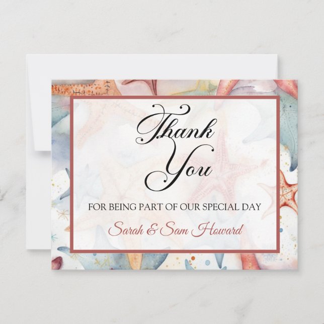 Pretty Seashell Flat Thank You Card (Front)