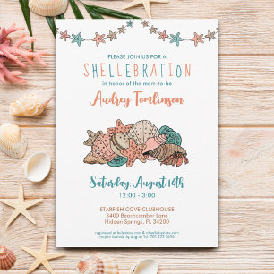 Pretty Seashells Beach Baby Shower Invitation