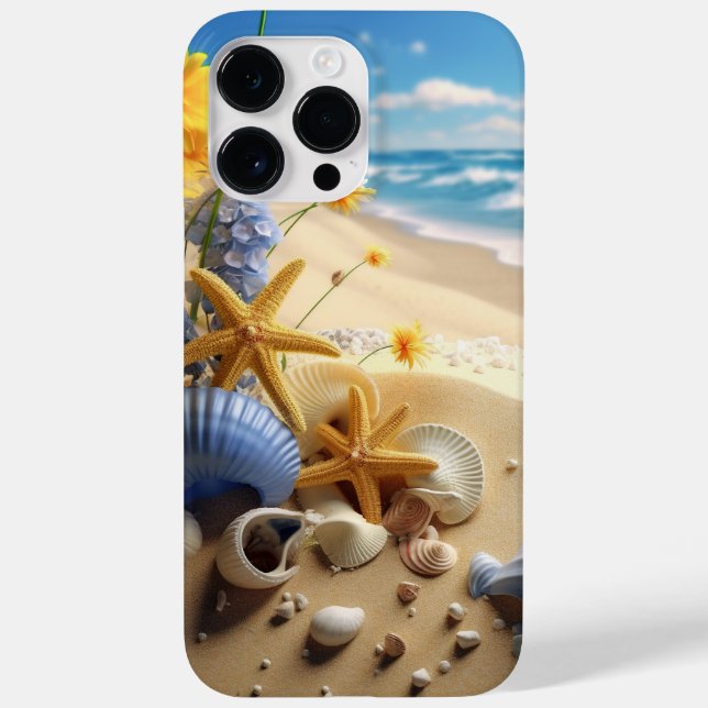 PRETTY SEASHELLS ON A SANDY BEACH BY THE OCEAN Case-Mate iPhone CASE (Back)