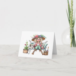 Pretty Senior Lady With Dog Note Card