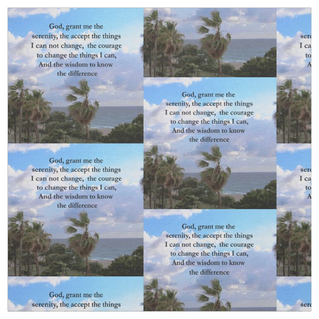 PRETTY SERENITY PRAYER PALM TREE PHOTO DESIGN FABRIC (Swatch)