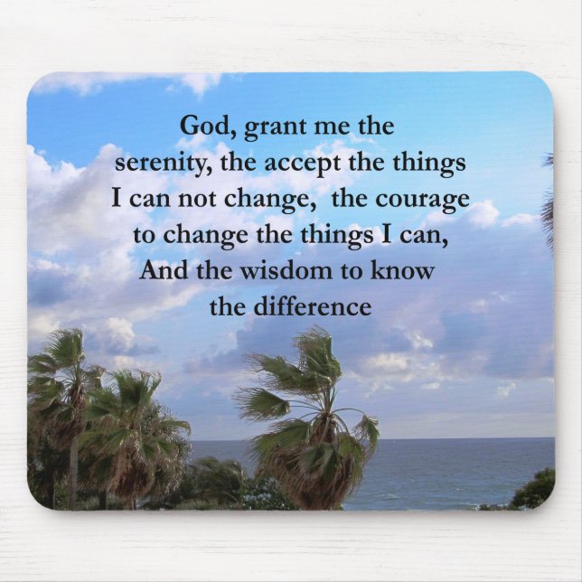 PRETTY SERENITY PRAYER PALM TREE PHOTO DESIGN MOUSE PAD (Front)