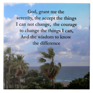 PRETTY SERENITY PRAYER PALM TREE PHOTO DESIGN TILE