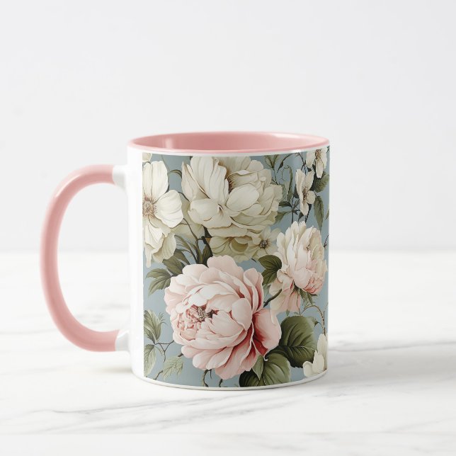 Pretty Shabby Chic Flower Floral Mug (Left)