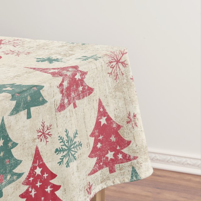 Pretty Shabby Chic Vintage Christmas Tree Tablecloth (In Situ)